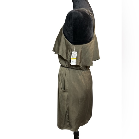 City Triangles Women’s Olive Green Ruffle Dress Size M – Belted, Sleeveless - Picture 5 of 11